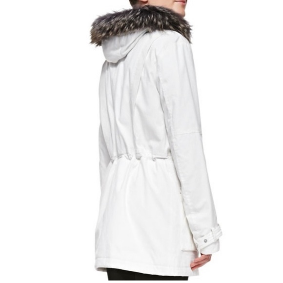 Vince White Quilted Coat with Fur-Trimmed Hood S - Picture 4 of 6